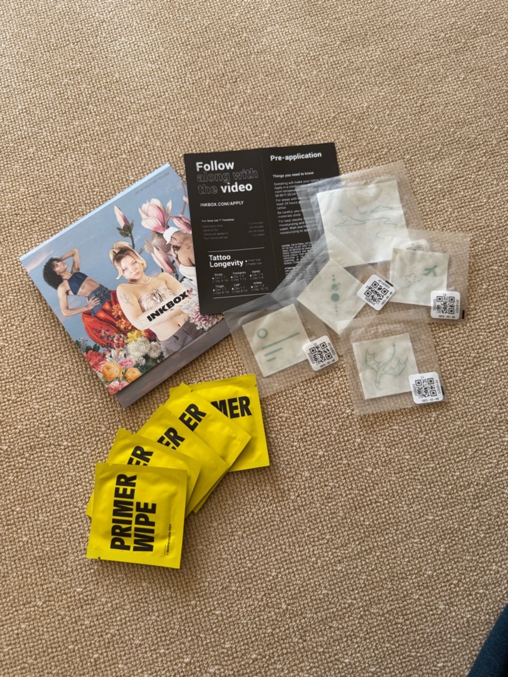 Unused Inkbox temporary tattoo bundle with primer wipes